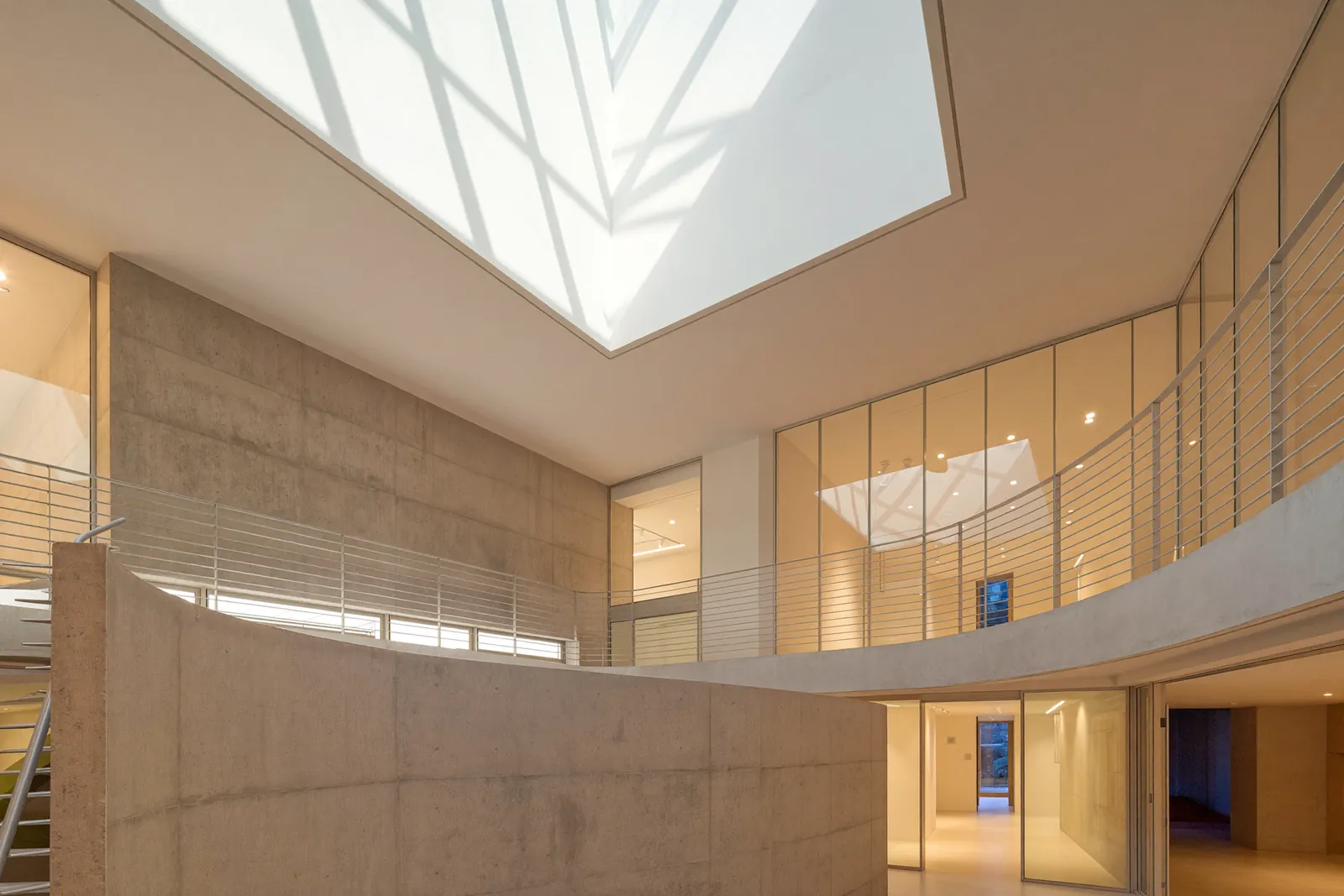 Bright interior atrium of a finished building